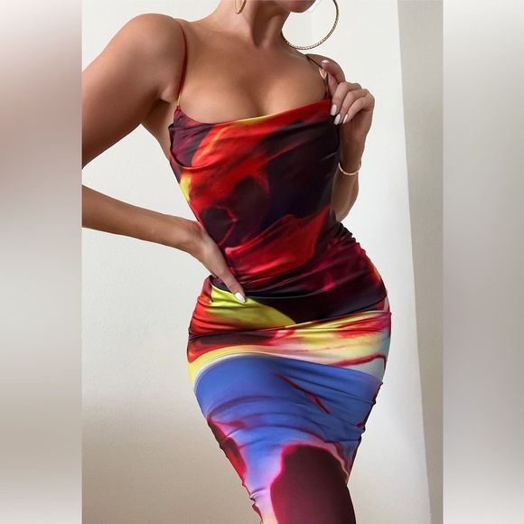 House of CB Multicolor Midi Dress - Picture 1 of 15